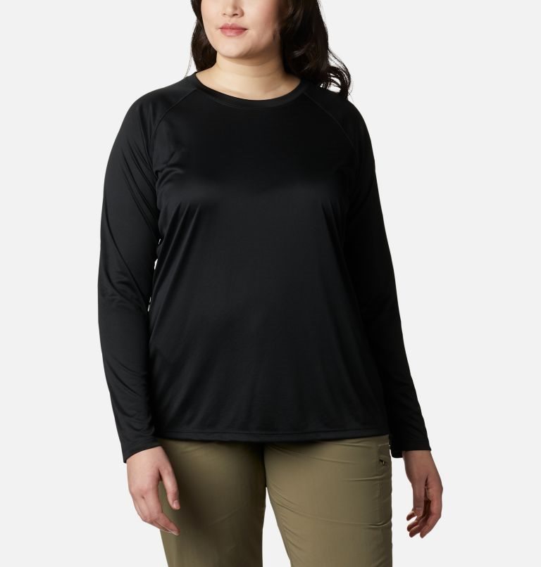 Women\'s Columbia PFG Tidal Tee II Long Sleeve Sweatshirts Black | Plus Size CA-MAL61